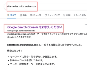 Google Search Consoleへの誘導画面